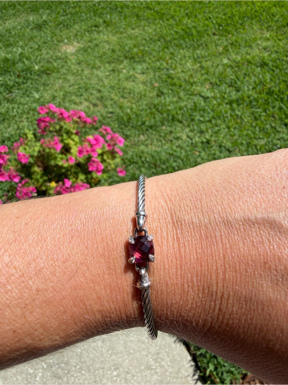 David Yurman Rhodolite Garnet Cable Bracelet in Pink and Silver - Picture 5 of 8